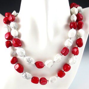 Howlite and Sterling Silver 2-Necklace Set